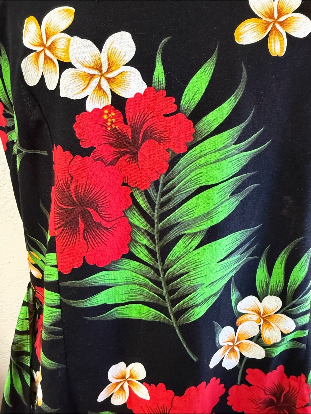 Evergreen Island Made In Hawaii Tropical Floral Wrap Dress Black Hibiscus LARGE - Picture 10 of 14